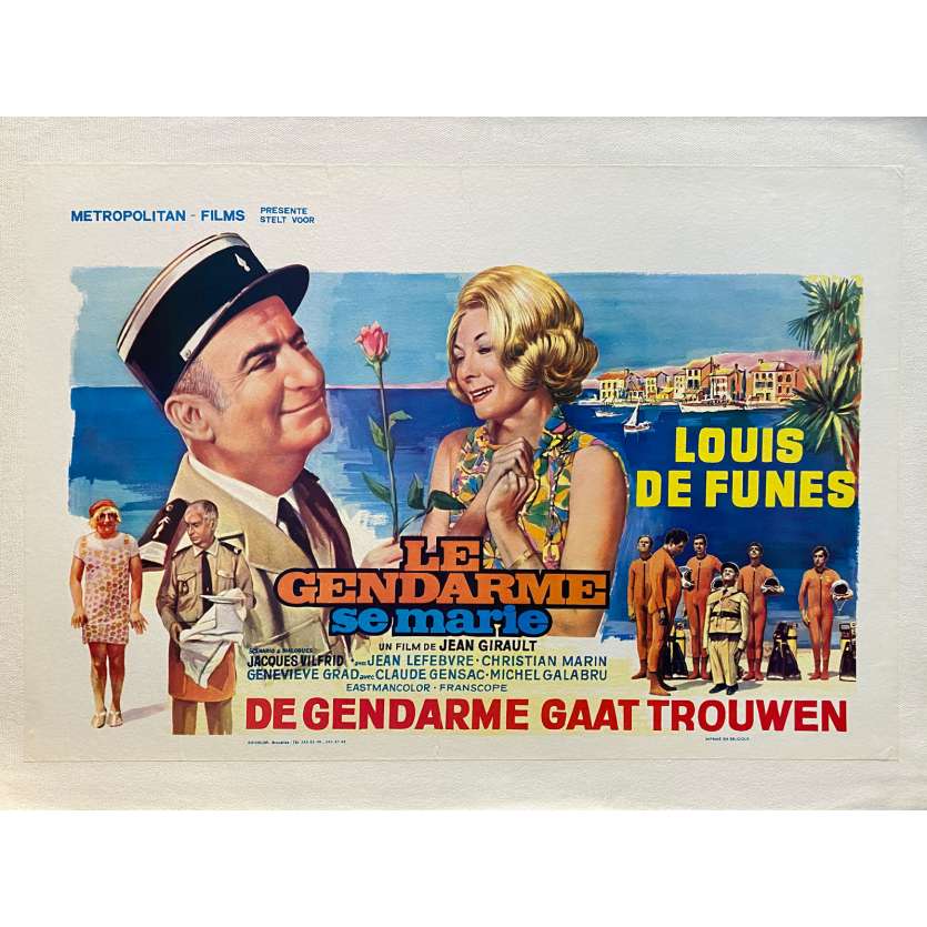 THE TROOPS GET MARRIED Linenbacked Movie Poster- 14x21 in. - 1968 - Jean Girault, Louis de Funès