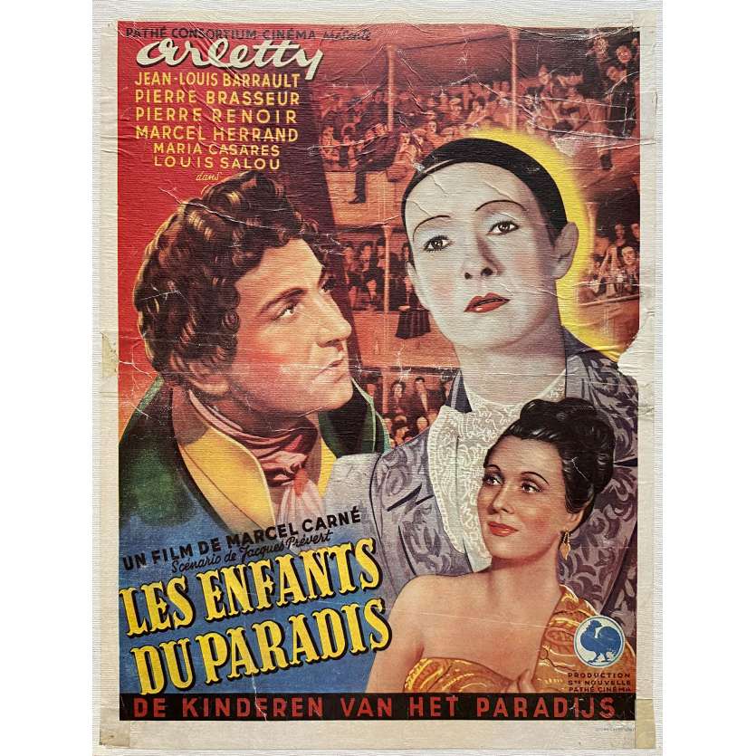 CHILDREN OF PARADISE Linenbacked Movie Poster- 14x21 in. - 1945 - Marcel Carné, Arletty, Jean-Louis Barrault