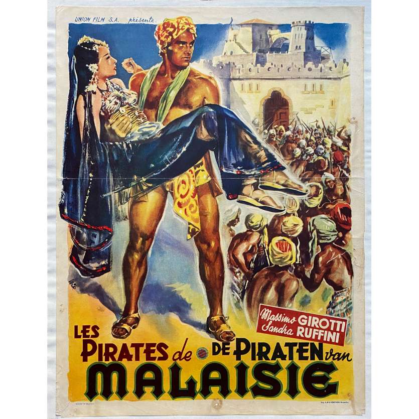 PIRATES OF THE SEVEN SEAS Linenbacked Movie Poster- 14x21 in. - 1964 - Umberto Lenzi, Steve Reeves