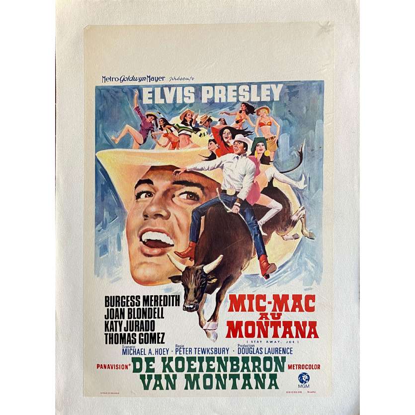 STAY AWAY JOE Linenbacked Movie Poster- 14x21 in. - 1968 - Peter Tewksbury, Elvis Presley