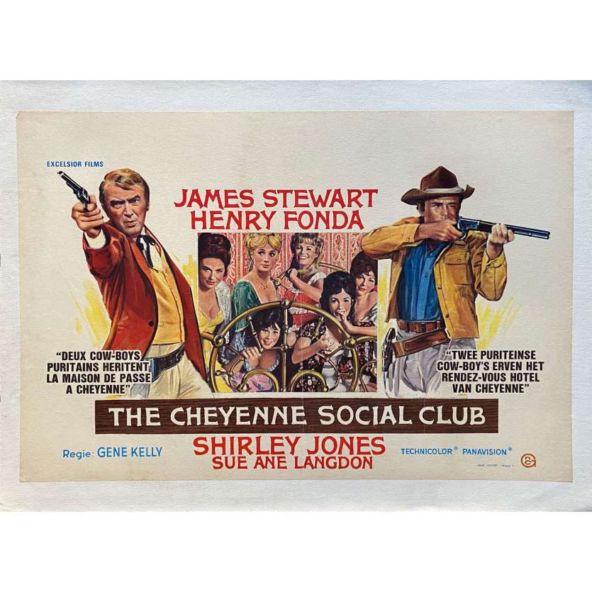 THE CHEYENNE SOCIAL CLUB Affiche de film entoilée- 35x55 cm. - 1970 - James Stewart, Henry Fonda, Gene Kelly