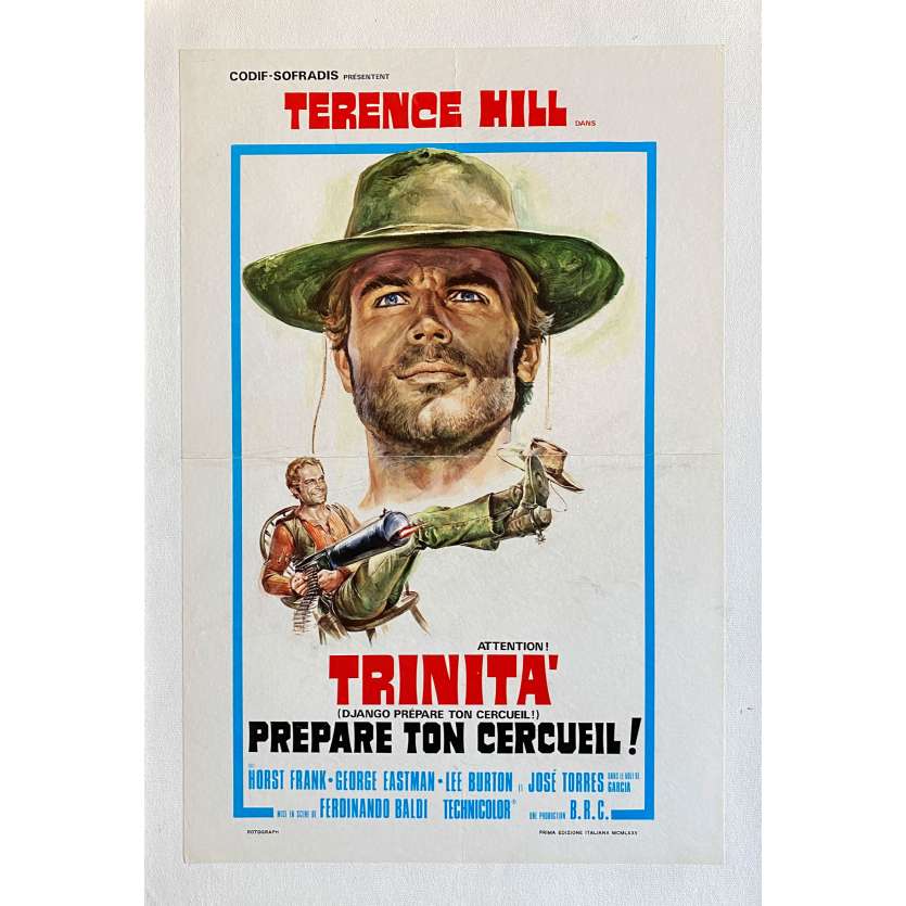 TRINITA PREPARE TON CERCUEIL Affiche de film entoilée- 33x71 cm. - 1968 - Terence Hill, Fernandino Baldi