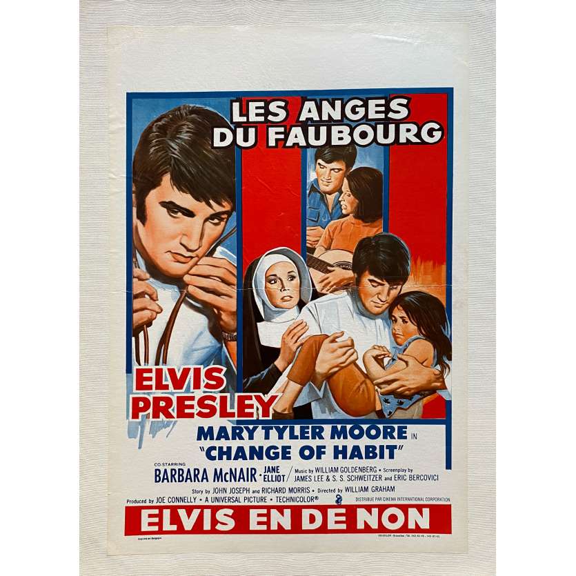 CHANGE OF HABIT Linenbacked Movie Poster- 14x21 in. - 1969 - William A. Graham, Elvis Presley