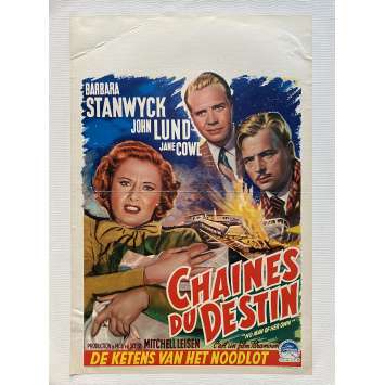 CHAINES DU DESTIN Affiche de film entoilée- 35x55 cm. - 1950 - Barbara Stanwyck, Mitchell Leisen