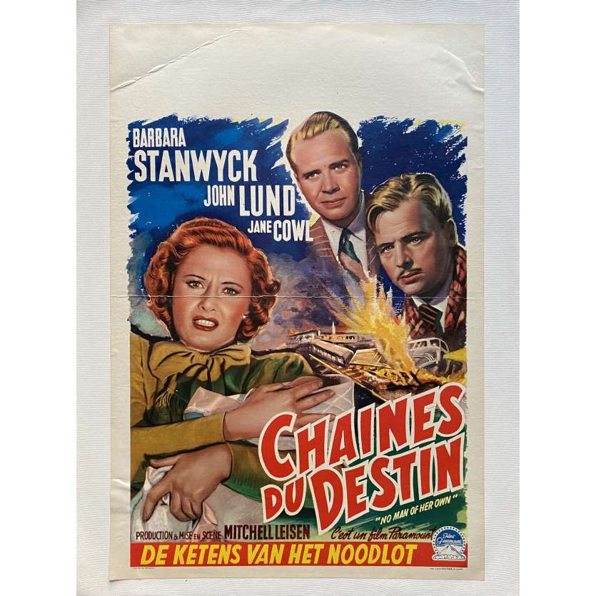 CHAINES DU DESTIN Affiche de film entoilée- 35x55 cm. - 1950 - Barbara Stanwyck, Mitchell Leisen