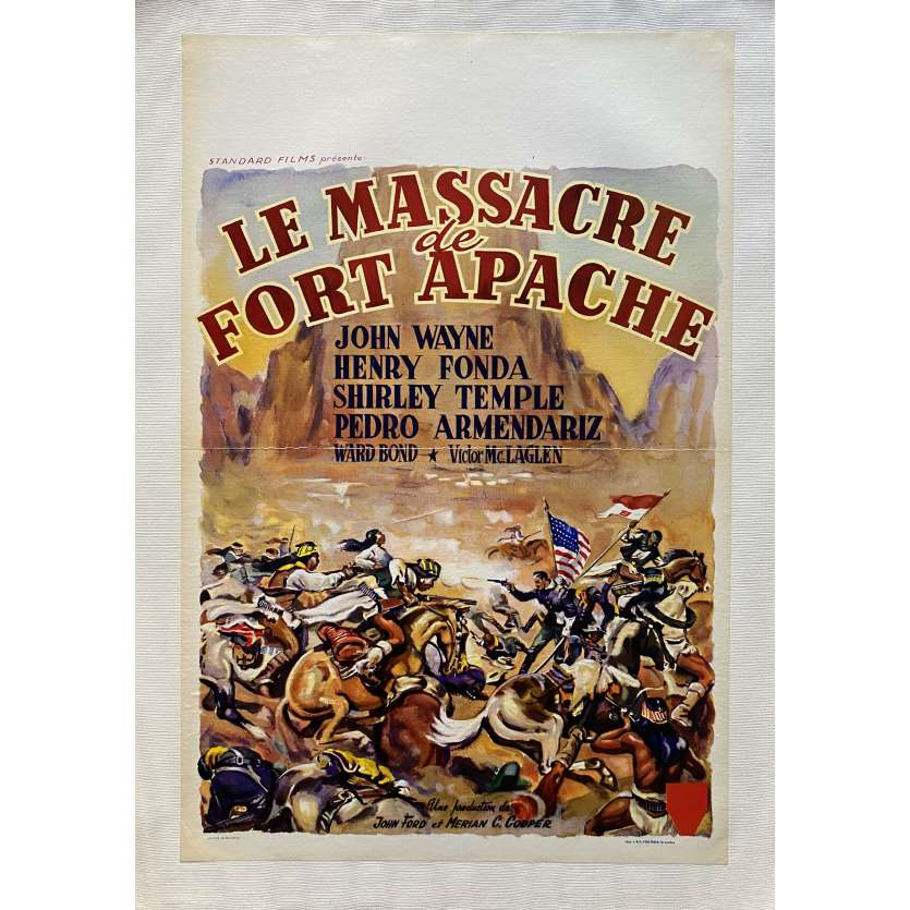 LE MASSACRE DE FORT APACHE Affiche de film entoilée- 35x55 cm. - 1948/R1960 - John Wayne, John Ford