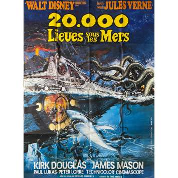 20000 LIEUES SOUS LES MERS Affiche de cinéma- 120x160 cm. - 1963/R1970 - Kirk Douglas, Richard Fleisher