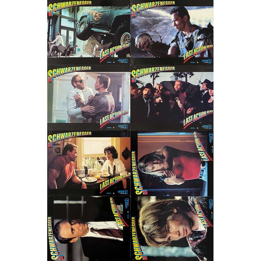 LAST ACTION HERO Photos de film x8 - Jeu B - 21x30 cm. - 1993 - Arnold Schwarzenegger, John McTiernan