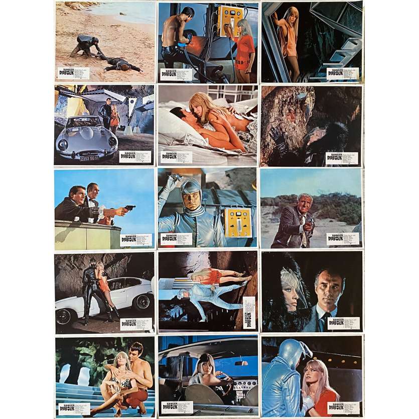 DANGER DIABOLIK Lobby Cards x15 - 9x12 in. - 1968 - Mario Bava, John Philip Law