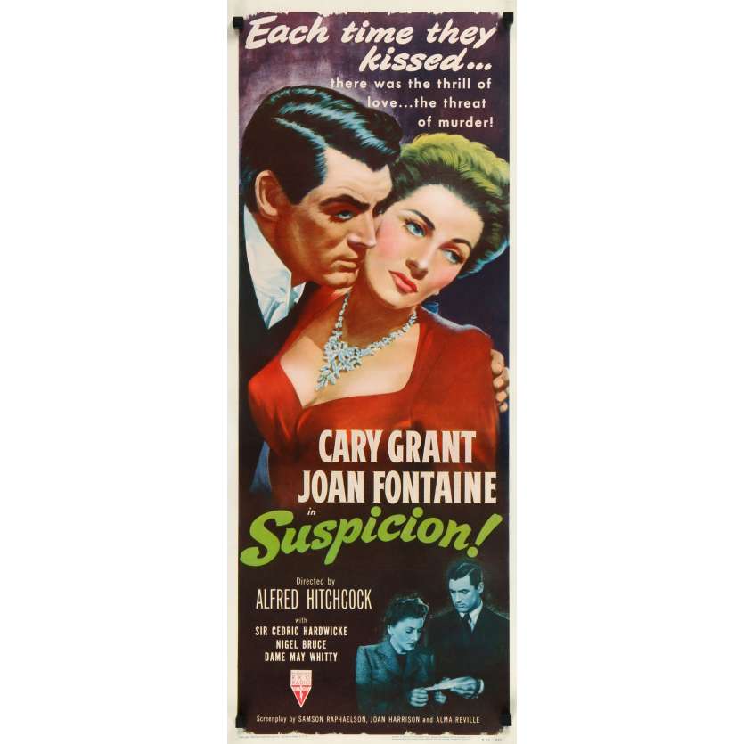 SOUPÇONS Affiche de cinéma- 35x91 cm. - 1946 - Cary Grant, Alfred Hitchcock