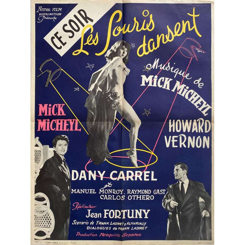 CE SOIR LES SOURIS DANSENT Affiche de cinéma- 60x80 cm. - 1956 - Dany Carrel, Juan Fortuny