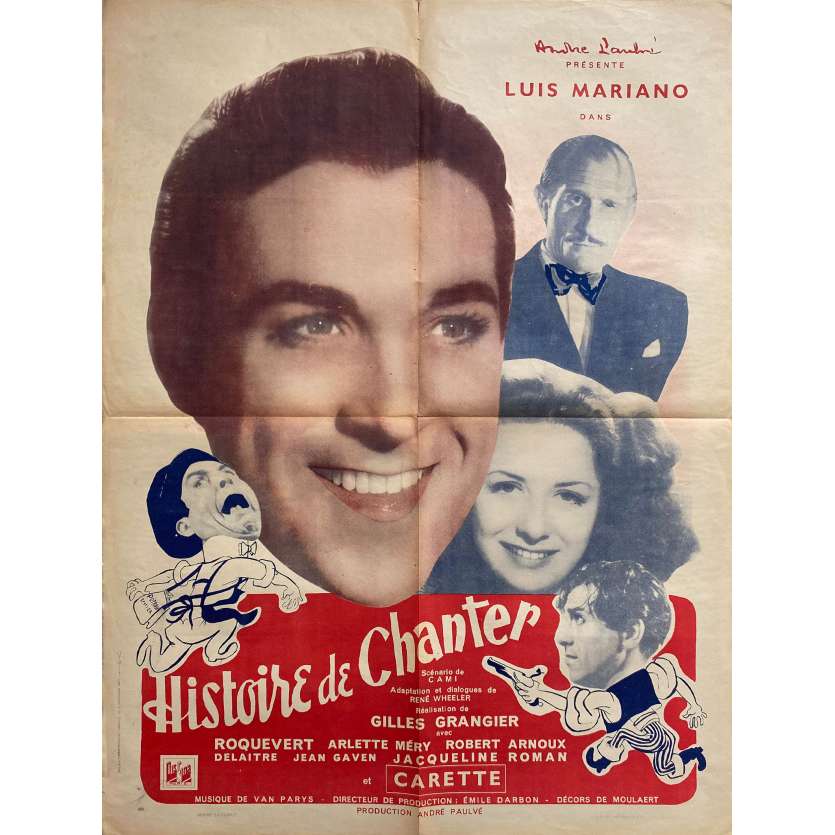 HISTOIRE DE CHANTER Movie Poster- 23x32 in. - 1947 - Gilles Grangier, Luis Mariano