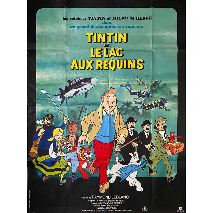 TINTIN ET LE LAC AUX REQUINS Affiche de cinéma- 120x160 cm. - 1972 - Jacques Balutin, Raymond Leblanc