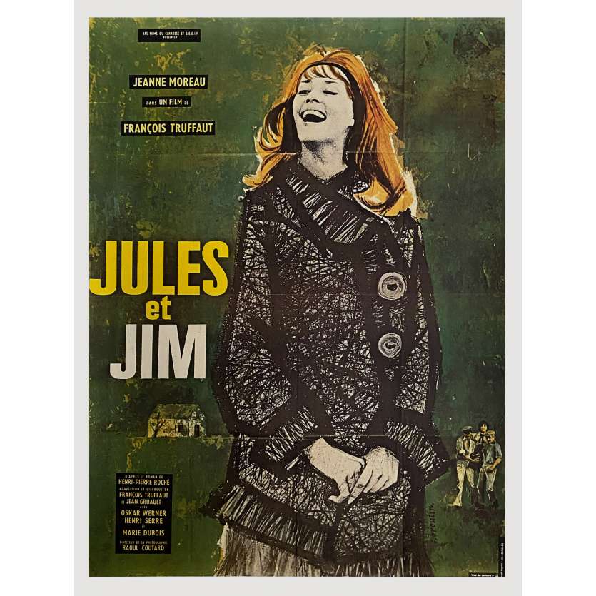 JULES AND JIM French Linen Movie Poster- 47x63 in. - 1962/R1970 - François Truffaut, Jeanne Moreau