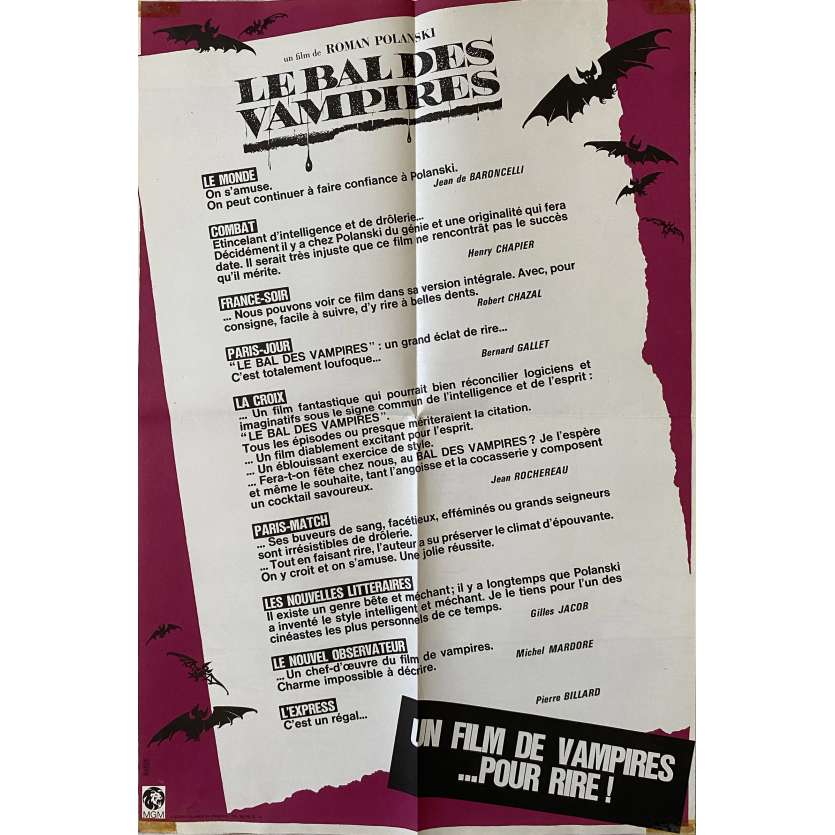 LE BAL DES VAMPIRES Affiche de cinéma Review - 40x54 cm. - 1967 - Sharon Tate, Roman Polanski