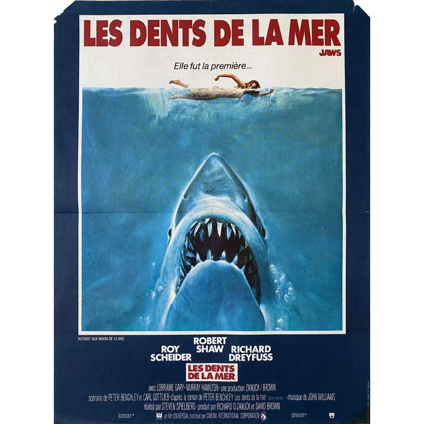 LES DENTS DE LA MER Affiche de cinéma- 40x54 cm. - 1975 - Roy Sheider, Steven Spielberg