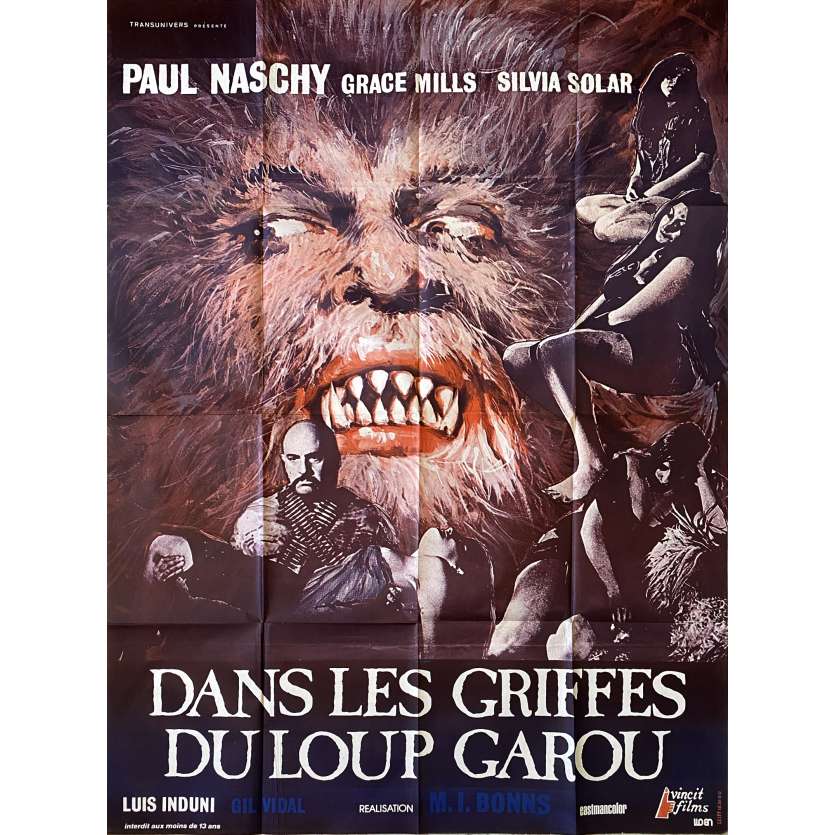 DANS LES GRIFFES DU LOUP GAROU Affiche de cinéma- 120x160 cm. - 1975 - Paul Naschy, Miguel Iglesias
