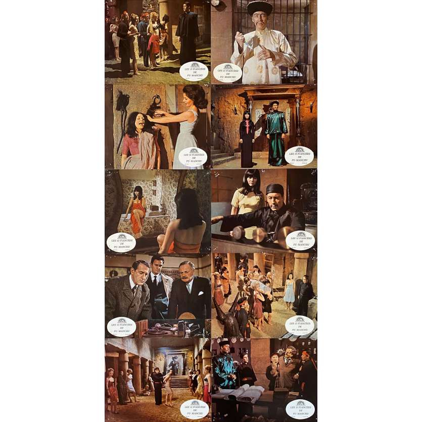 THE BRIDES OF FU MANCHU Lobby Cards x10-set L1 - 9x12 in. - 1966 - Don Sharp, Christopher Lee