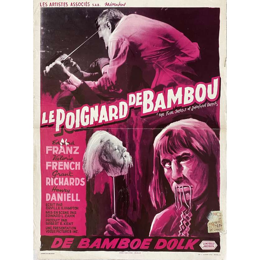 LE POIGNARD DE BAMBOU Affiche de cinéma- 35x55 cm. - 1959 - Eduard Franz, Edward L. Cahn