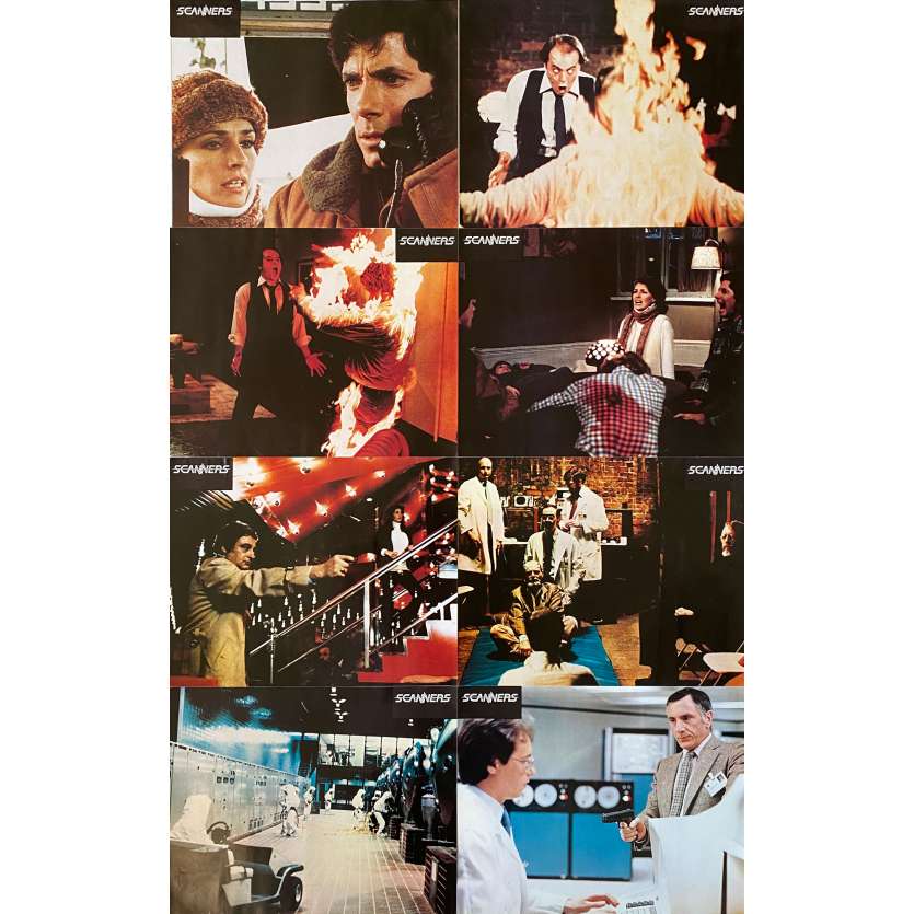 SCANNERS Photos de film x8 - JEU B blanc - 24x30 cm. - 1981 - Patrick McGoohan, David Cronenberg