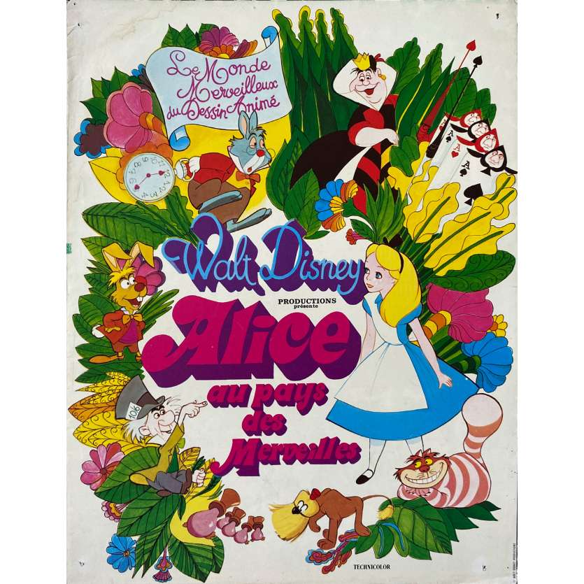 ALICE AU PAYS DES MERVEILLES Synopsis 4p - 24x30 cm. - 1951/R1975 - Ed Wynn, Walt Disney