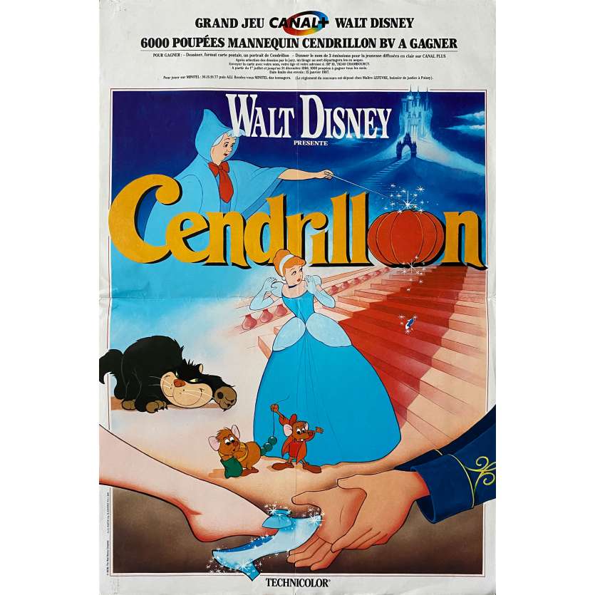 CENDRILLON Affiche de cinéma- 40x60 cm. - 1950/R1986 - Ilien Woods, Walt Disney