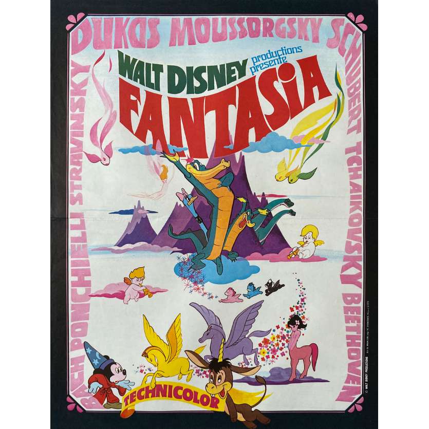 FANTASIA Affiche de cinéma- 40x54 cm. - 1940/R1976 - Deems Taylor, Walt Disney