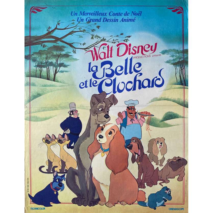 LA BELLE ET LE CLOCHARD Affiche de cinéma- 40x54 cm. - 1955/R1976 - Peggy Lee, Walt Disney
