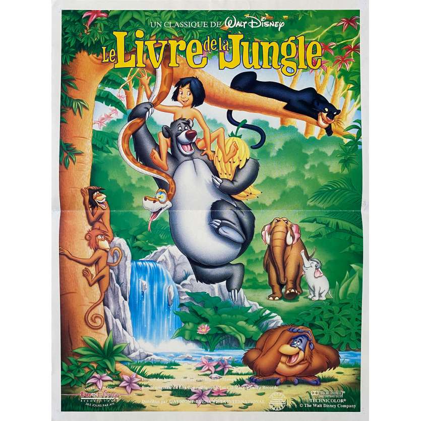 LE LIVRE DE LA JUNGLE Affiche de cinéma- 40x54 cm. - 1967/R1993 - Louis Prima, Walt Disney