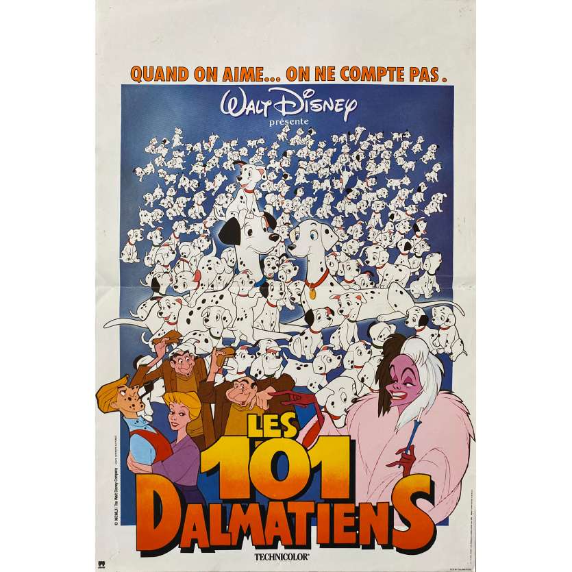 101 DALMATIANS Movie Poster- 15x21 in. - 1961/R1987 - Walt Disney, Rod Taylor