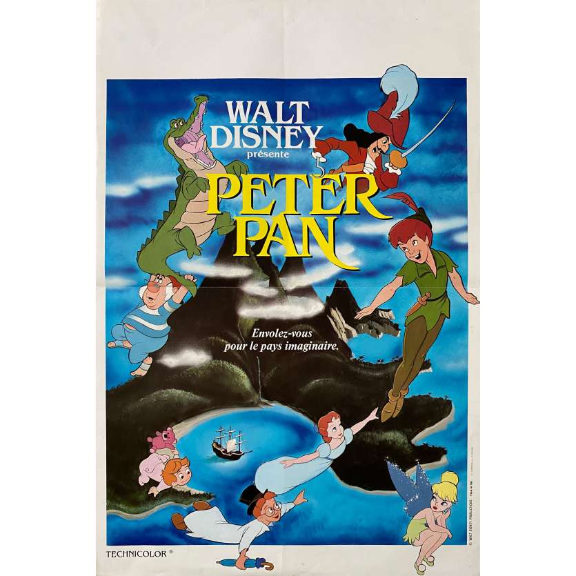 PETER PAN Affiche de cinéma- 40x60 cm. - 1953/R1986 - Bobby Driscoll, Walt Disney