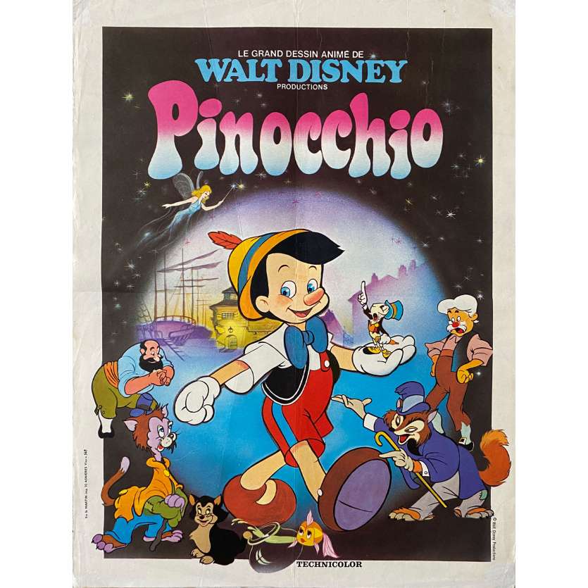 PINOCCHIO Affiche de cinéma- 40x54 cm. - 1940/R1975 - Mel Blanc, Disney