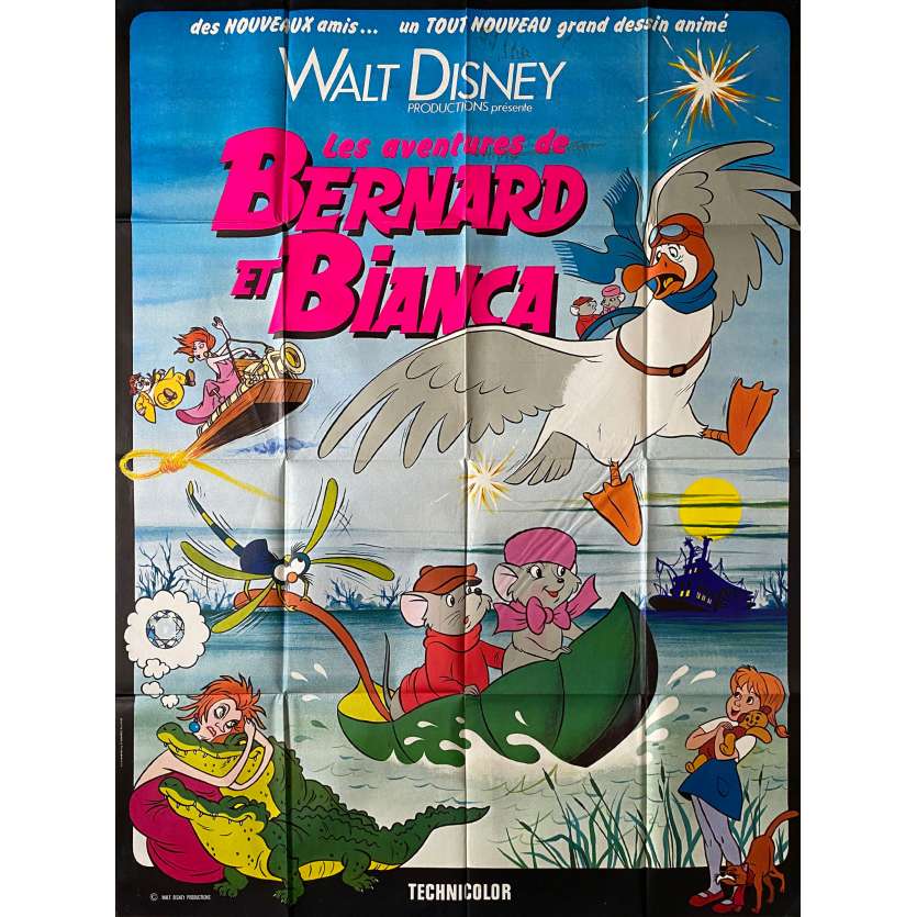 BERNARD ET BIANCA Affiche de cinéma- 120x160 cm. - 1977 - Eva Gabor, Walt Disney