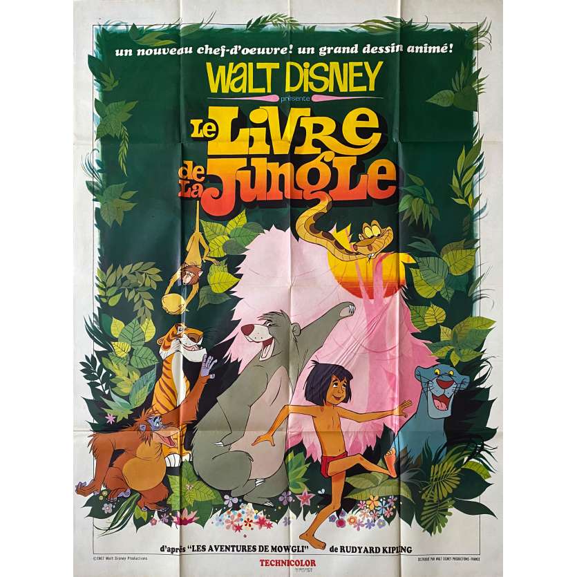 LE LIVRE DE LA JUNGLE Affiche de cinéma- 120x160 cm. - 1967 - Louis Prima, Walt Disney