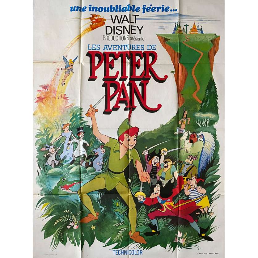 PETER PAN Affiche de cinéma- 120x160 cm. - 1953/R1977 - Bobby Driscoll, Walt Disney