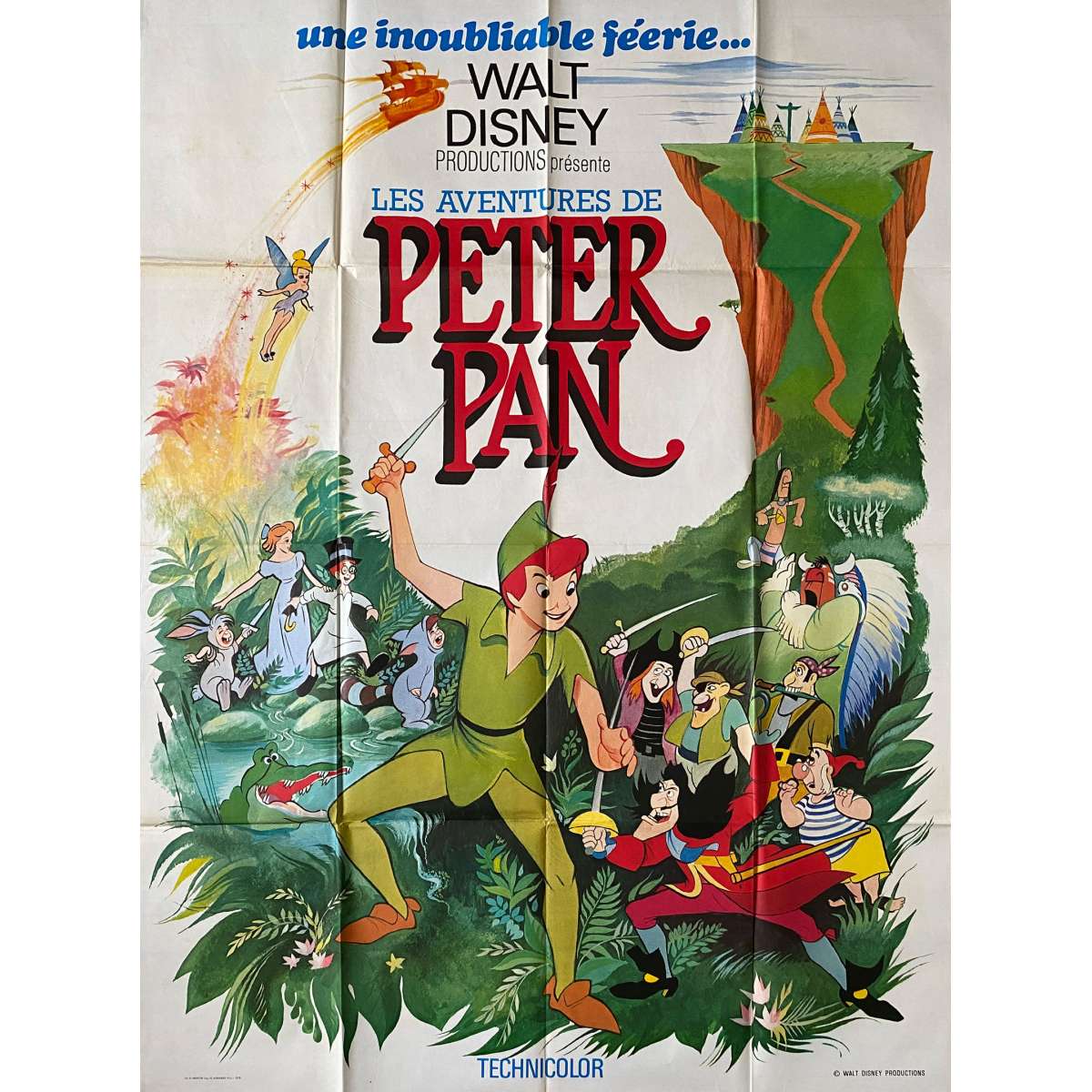 PETER PAN French Movie Poster - 47x63 in. - 1953/R1977