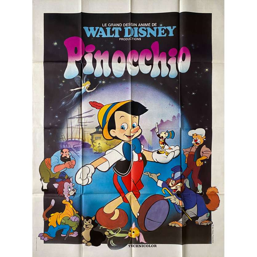 PINOCCHIO Affiche de cinéma- 120x160 cm. - 1940/R1975 - Mel Blanc, Disney