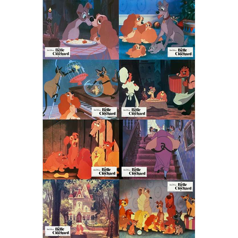 LA BELLE ET LE CLOCHARD Photos de film x8 - 21x30 cm. - 1955/R1985 - Peggy Lee, Walt Disney