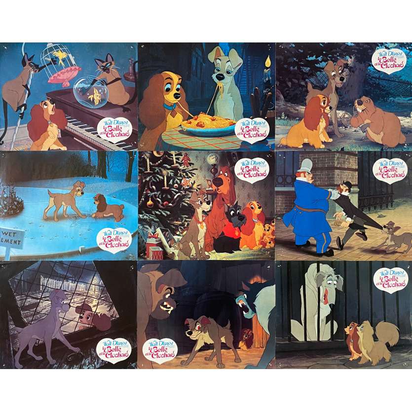 LA BELLE ET LE CLOCHARD Photos de film x9 - Jeu A - 21x30 cm. - 1955/R1976 - Peggy Lee, Walt Disney