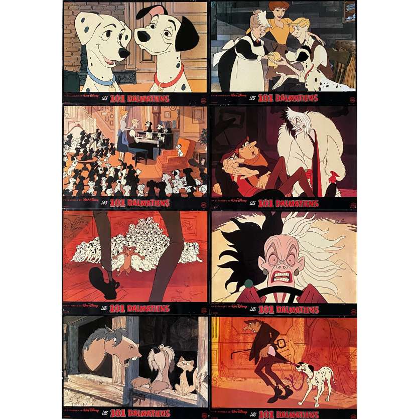 101 DALMATIANS Lobby Cards x8 - 9x12 in. - 1961/R1995 - Walt Disney, Rod Taylor