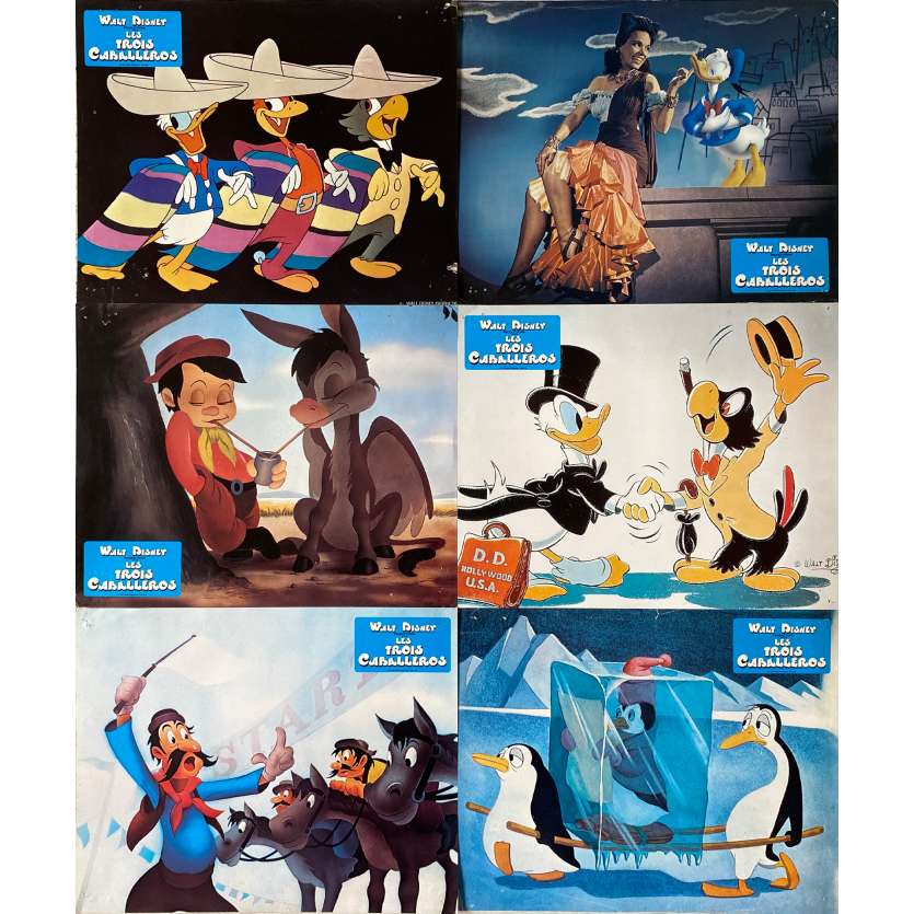 LES TROIS CABALLEROS Photos de film x6 - 21x30 cm. - 1944/R1978 - Aurora Miranda, Walt Disney