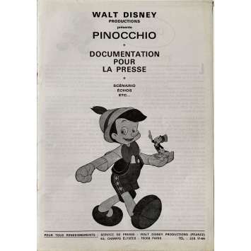 PINOCCHIO Dossier de presse 10p+8p - 21x30 cm. - 1940/R1975 - Mel Blanc, Disney