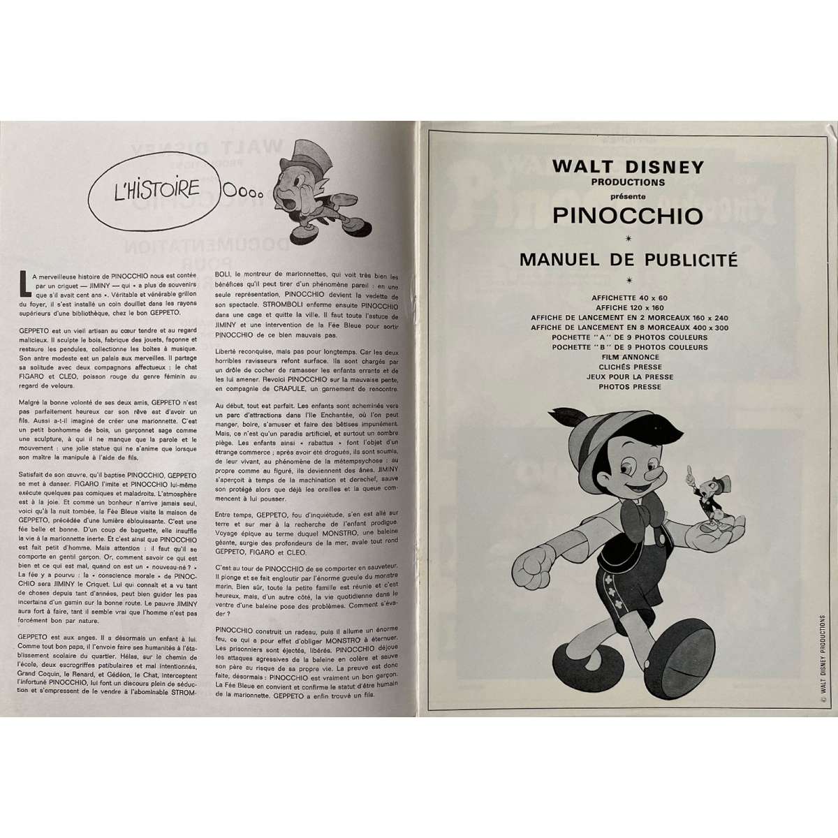 Pinocchio Pressbook 10p 8p 9x12 In 1940 R1975 Disney Mel Blanc Ebay