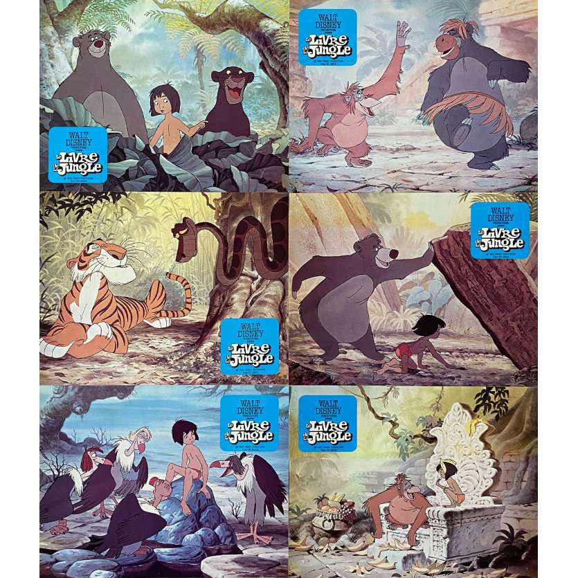 THE JUNGLE BOOK Lobby Cards x6 - 9x12 in. - 1967/R1979 - Walt Disney, Louis Prima