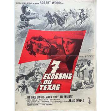 7 ECOSSAIS DU TEXAS Affiche de film entoilée- 60x80 cm. - 1966 - Robert Woods, Franco Giraldi