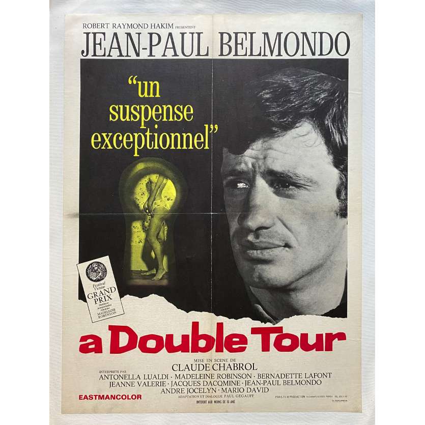 A DOUBLE TOUR Affiche de film entoilée- 60x80 cm. - 1959 - Jean-Paul Belmondo, Claude Chabrol