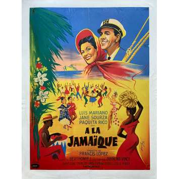 A LA JAMAIQUE Affiche de film entoilée- 60x80 cm. - 1957 - Luis Mariano, André Berthomieu