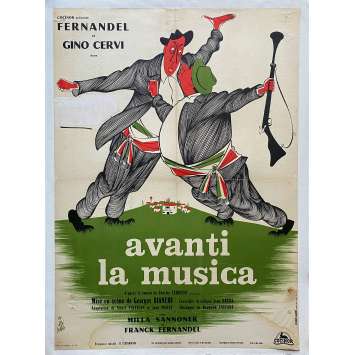 AVANTI LA MUSICA Affiche de film entoilée- 60x80 cm. - 1962 - Fernandel, Giorgio Bianchi