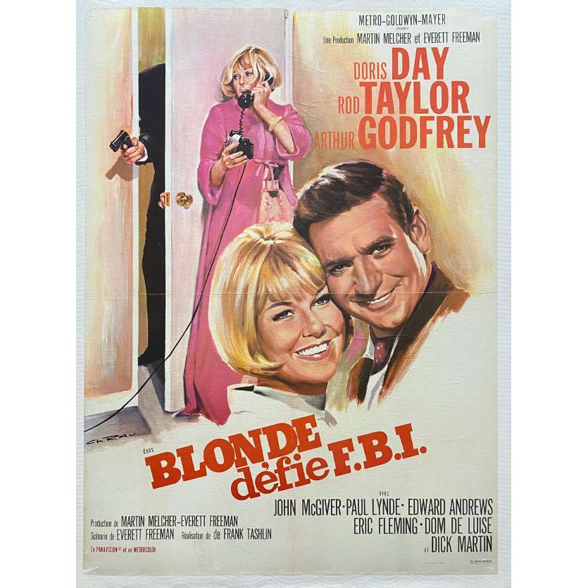 LA BLONDE DEFIE LE F.B.I. Affiche de film entoilée- 60x80 cm. - 1966 - Doris Day, Frank Tashlin