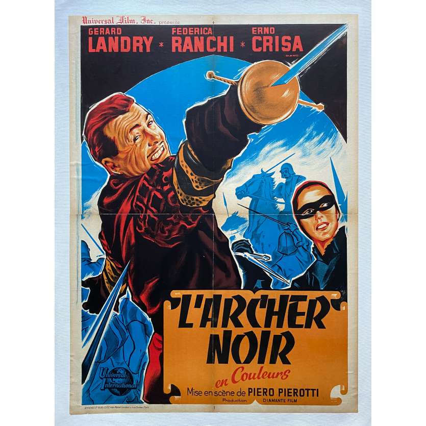 L'ARCHER NOIR Affiche de film entoilée- 60x80 cm. - 1959 - Gérard Landry, Piero Pierotti